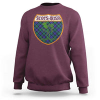 Maroon crewneck sweatshirt with front shamrock crest graphic