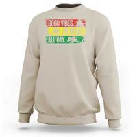 Sand beige sweatshirt with multicolor tropical 'Good Vibes' graphic