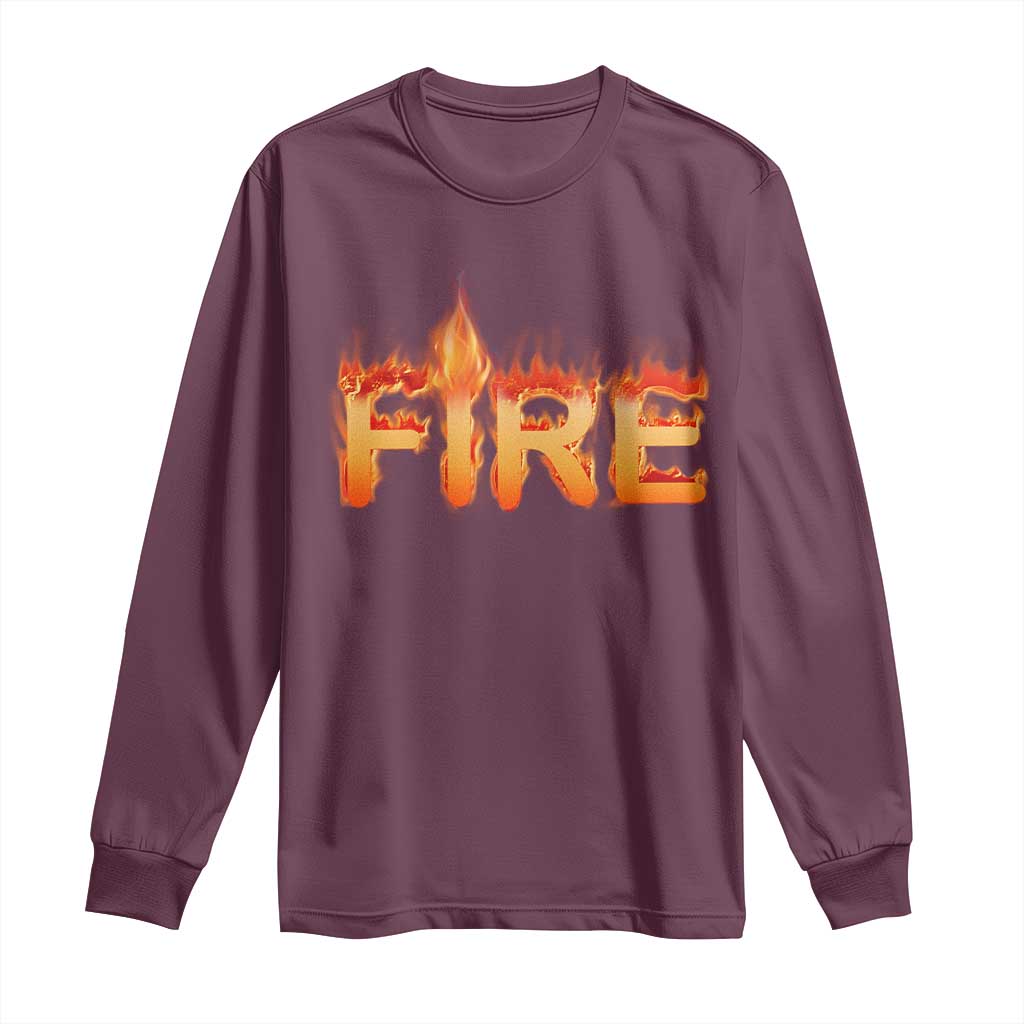 Couple Matching Fire And Ice Long Sleeve Shirt Typographic Fire