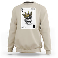 Sand beige sweatshirt with front king card and gold crown skull graphic