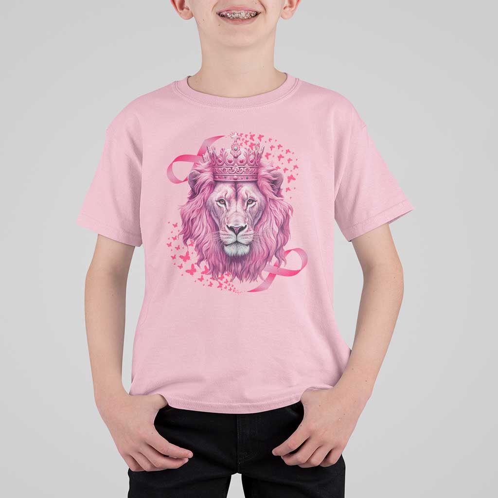 Breast Cancer Awareness Pink Lion Warrior T Shirt For Kid - Wonder Print Shop