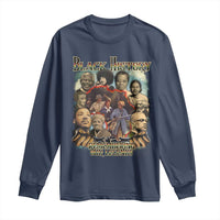 Navy long-sleeve T-shirt with 'Black History' and 'Remembering Our Legends' graphic