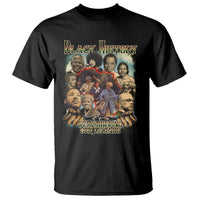 Black history graphic T-shirt, black base, front portraits with “Remembering Our Legends” text.