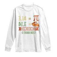 White long-sleeve T-shirt with Pi and pie math graphic front print