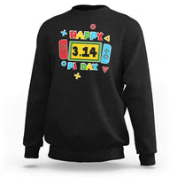 Black Happy Pi Day sweatshirt with video game math graphic on front.