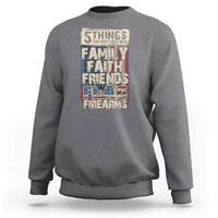 Heather gray crewneck sweatshirt with front patriotic graphic print