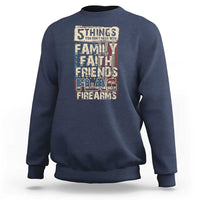 Navy crewneck sweatshirt with front patriotic graphic print