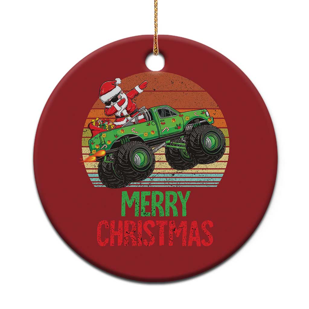 Merry Christmas Santa Monster Truck Dabbing Christmas Ornament - Wonder Print Shop