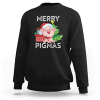 Black Christmas sweatshirt with pig farmer graphic and Merry Pigmas text