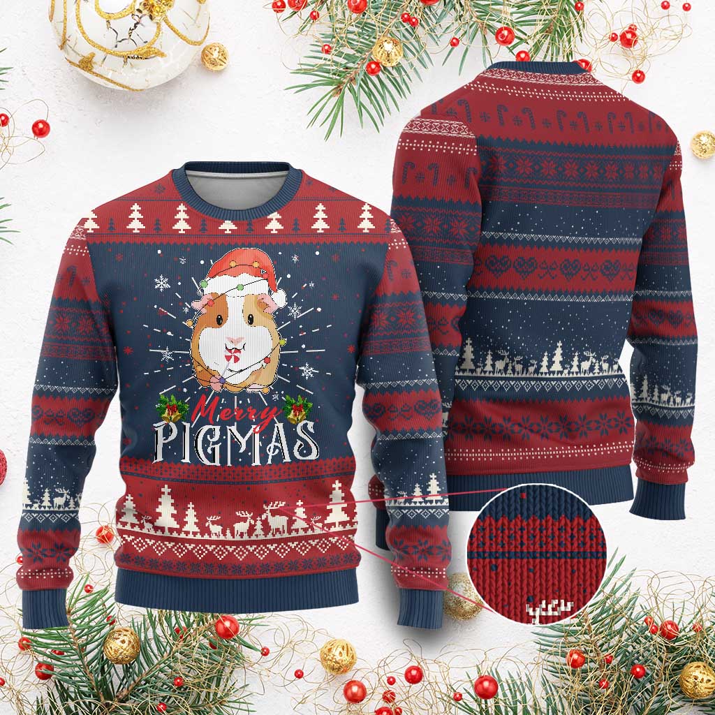 Merry Pigmas Christmas Cute Guinea Pig Ugly Christmas Sweater - Wonder Print Shop