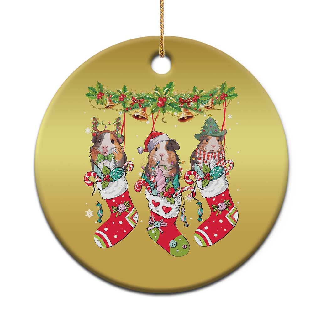 Guinea Pig In Xmas Socks Cute Santa Hat Christmas Ornament - Wonder Print Shop