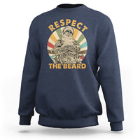 Navy Christmas sweatshirt with 'Respect The Beard' graphic front