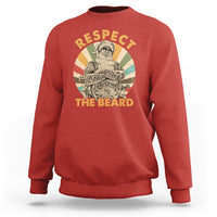 Red Christmas sweatshirt with 'Respect The Beard' graphic front