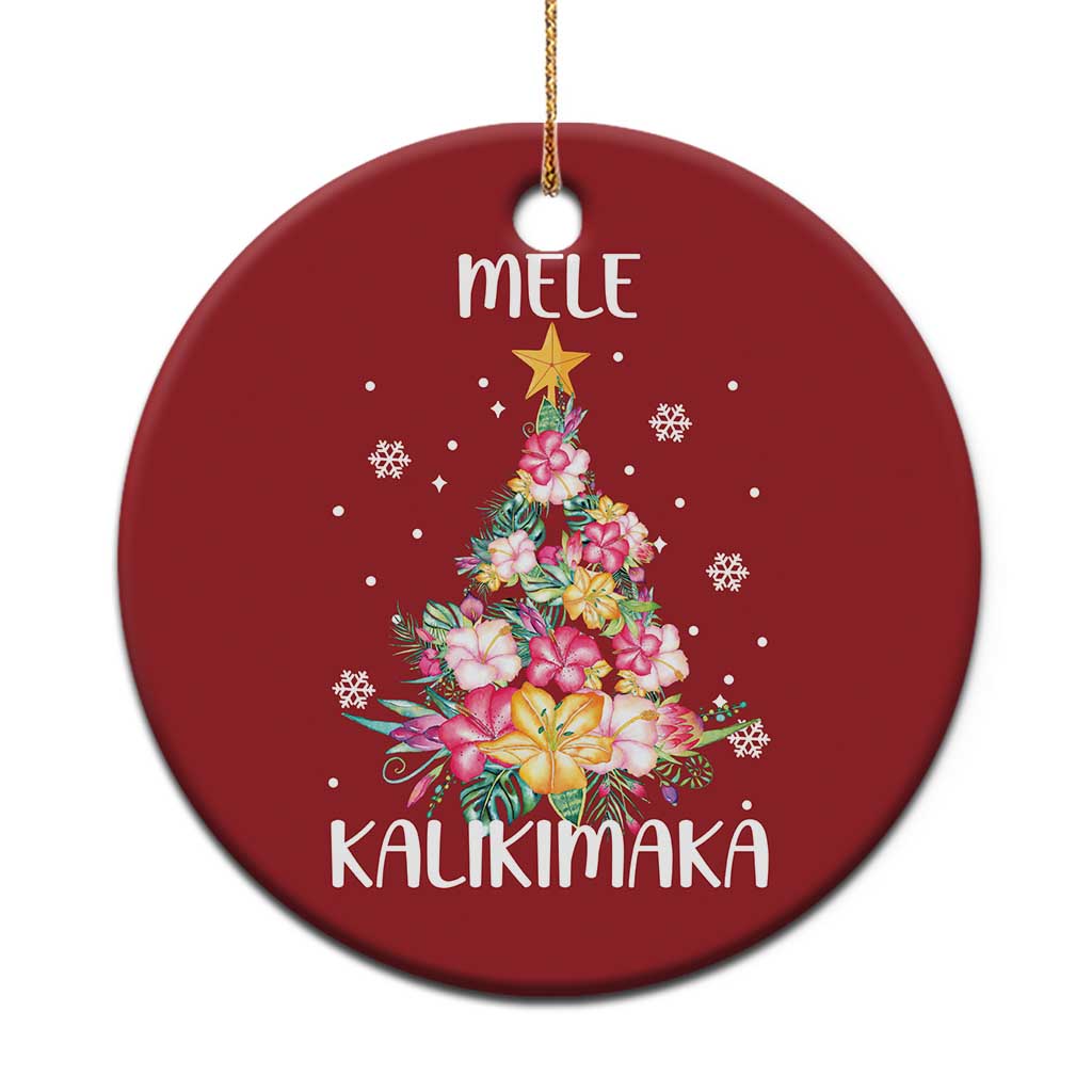 Xmas In Hawaii Christmas Ornament Mele Kalikimaka Hawaiian Christmas Tree Tropical Flower - Wonder Print Shop