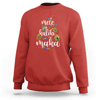 Red crewneck sweatshirt with colorful Hawaiian Christmas tree graphic