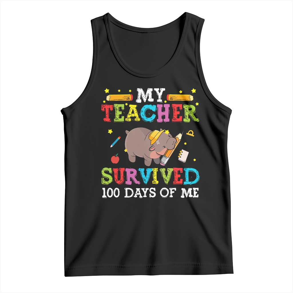 Funny Moo Deng 100th Day Of School Tank Top My Teacher Survived 100 Days Of Me