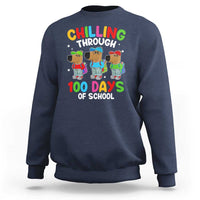 Navy pullover sweatshirt with “Chilling Through” and “100 Days of School” graphic.