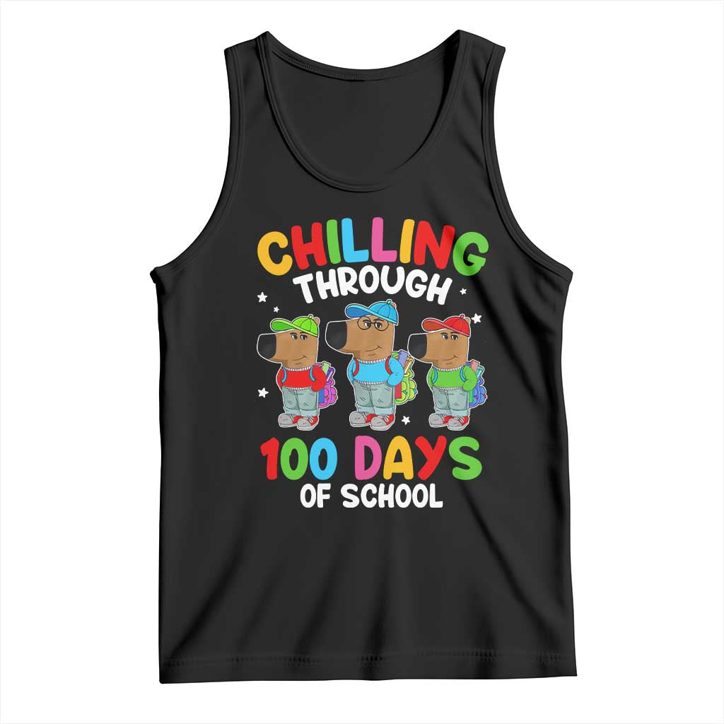 Funny Chilling Through 100 Days Of school Tank Top