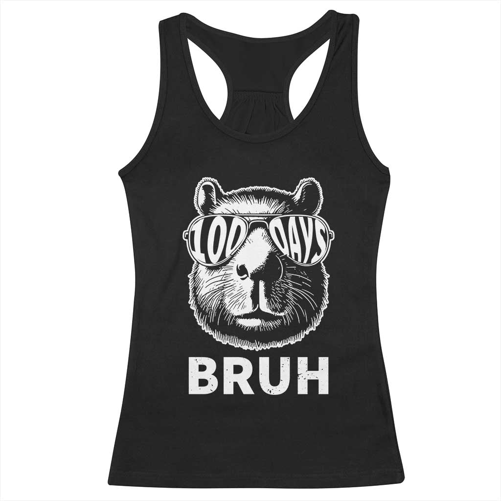 100th Day Of School Capybara Racerback Tank Top 100 Days Bruh Cool Capy Bara