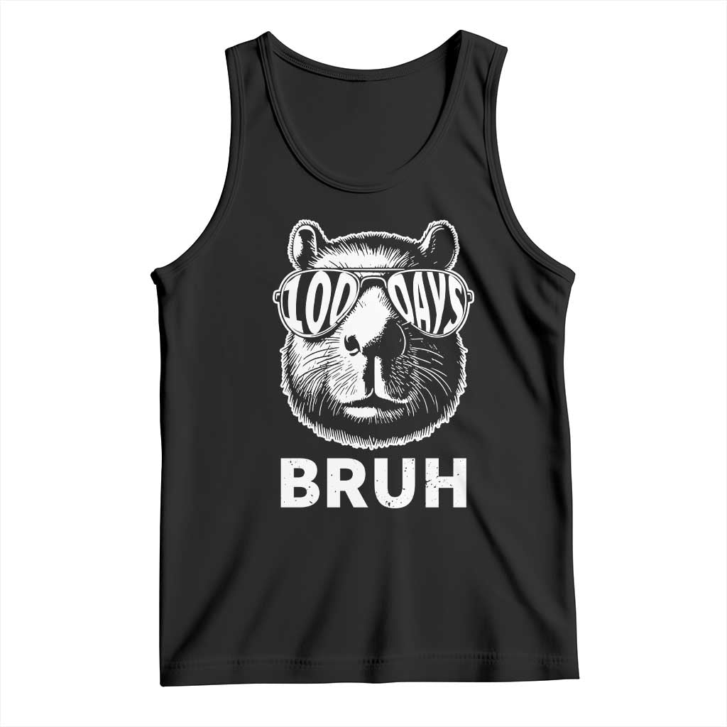 100th Day Of School Capybara Tank Top 100 Days Bruh Cool Capy Bara