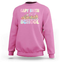 Azalea pink capybara 100 days of school sweatshirt with colorful front graphic