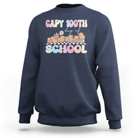 Navy capybara 100 days of school sweatshirt with colorful front graphic