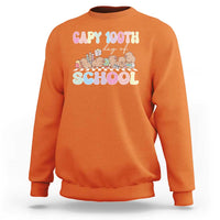 Orange capybara 100 days of school sweatshirt with colorful front graphic