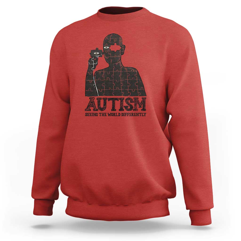 Autism Awareness Sweatshirt Autistic Seeing The World From A Different Angle Aesthetic