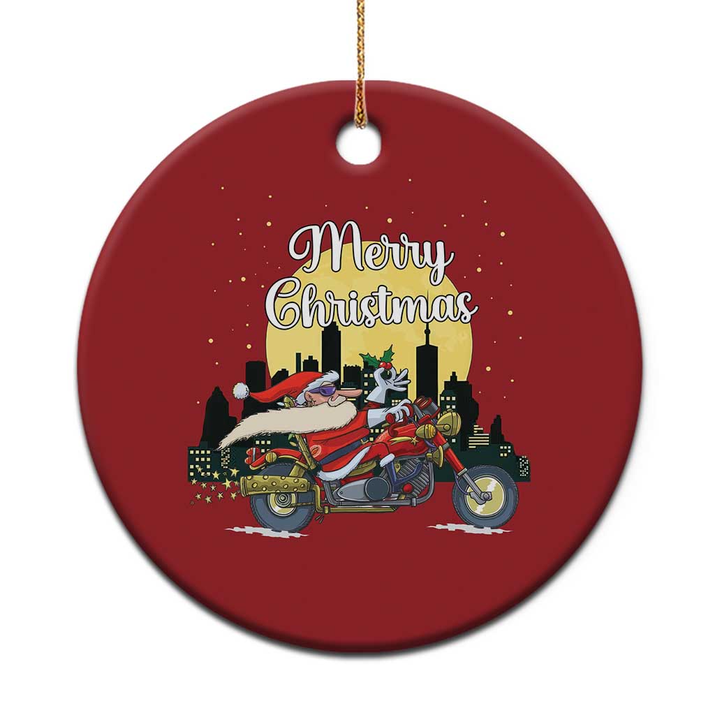 Funny Xmas Riding Christmas Ornament Santa Riding Motorcycle Biker - Wonder Print Shop