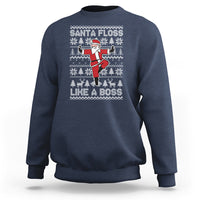 Men's navy Christmas sweatshirt with Santa “Santa Floss Like a Boss” graphic