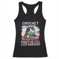 Black racerback tank top with cat crochet yarn graphic