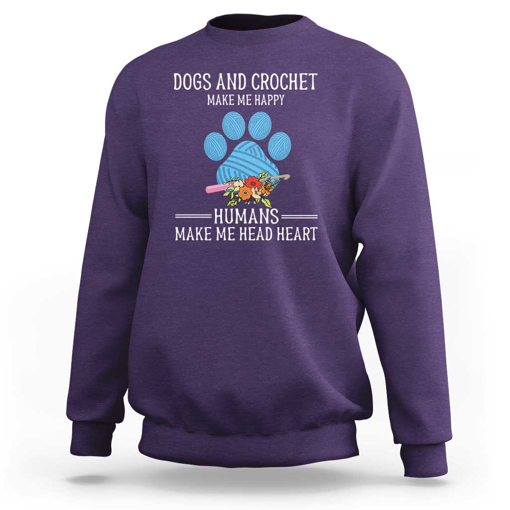 Funny Dogs And Crochet Sweatshirt Make Me Happy