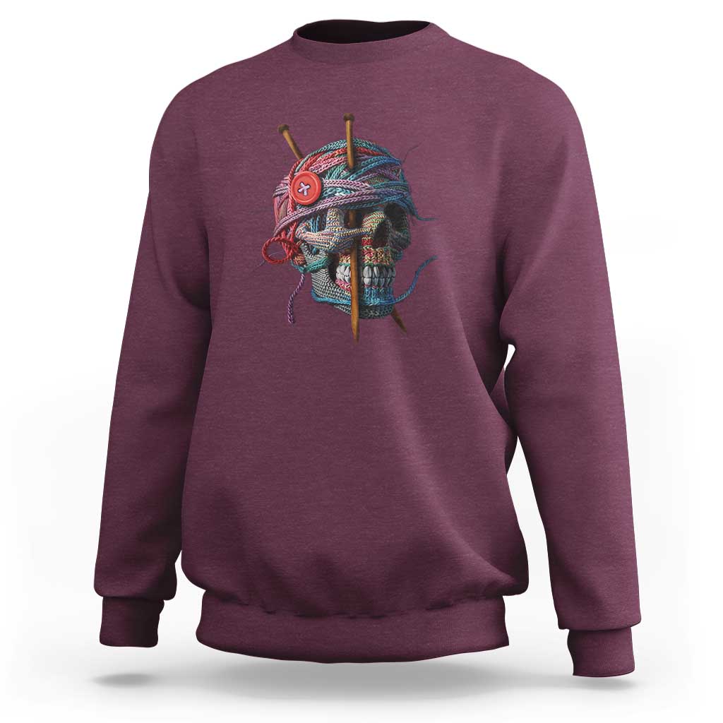 Funny Crochet Sweatshirt Yard Skull Halloween Knitting
