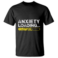 Black T-shirt with “ANXIETY LOADING...” text and yellow loading bar graphic