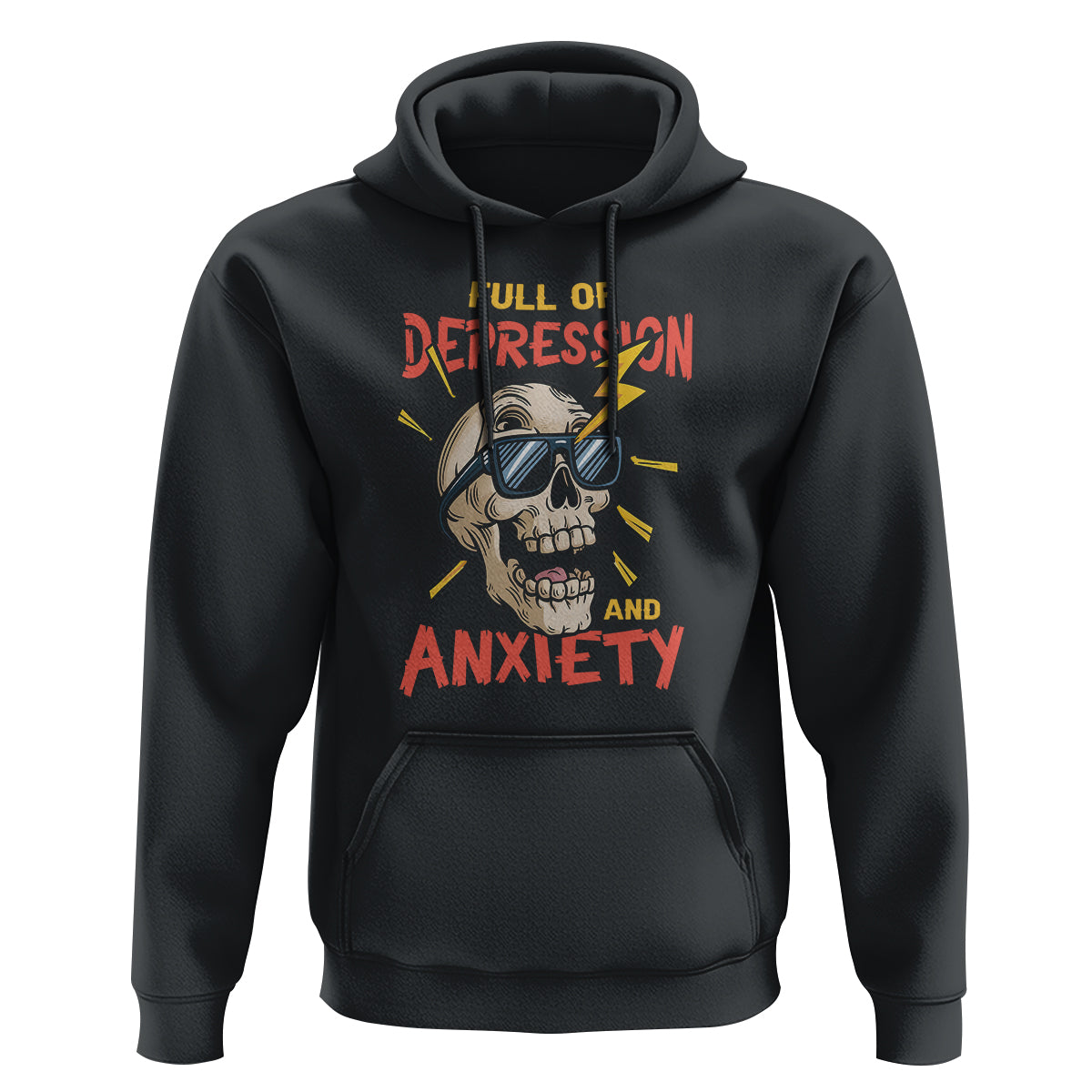 Mental Health Awareness Hoodie Full Of Depression And Anxiety Skull - Wonder Print Shop