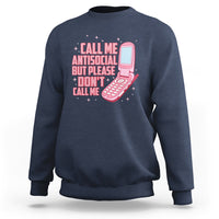 Introvert sweatshirt in navy blue with front graphic text and pink microphone illustration