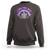 Charcoal sweatshirt with skeleton rainbow graphic and neon text on front