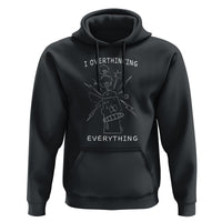 Black overthinking graphic hoodie with front pouch pocket and drawstring hood