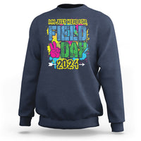 Charcoal gray crewneck sweatshirt with colorful Field Day 2024 graphic on front