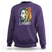 Men's purple crewneck sweatshirt with long sleeves and Lion “The Legend” graphic