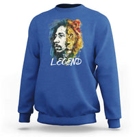 Men's royal blue crewneck sweatshirt with long sleeves and Lion “The Legend” graphic