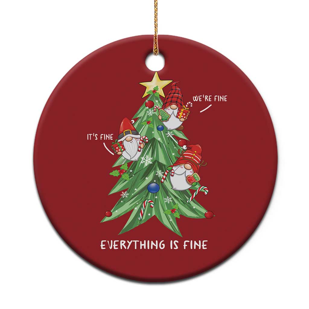 Funny Xmas Gnomies It's Fine We're Fine Everything's Fine Christmas Ornament - Wonder Print Shop