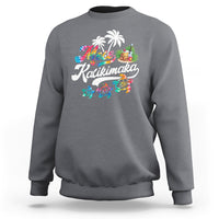 Charcoal Christmas sweatshirt with Mele Kalikimaka graphic of turtles and palms