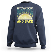 Navy sweatshirt with 'LOVE YOU TO THE MOON AND BACK' front print