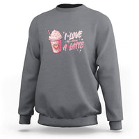 Charcoal Valentine's Day sweatshirt with latte cup heart graphic and 'I love my class' text