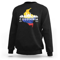 Black Colombia pride sweatshirt with Colombia skyline graphic, Est. 1810