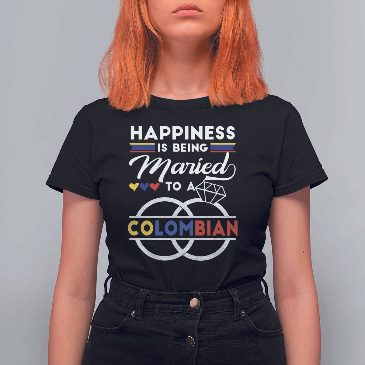 Happiness Is Being Married To A Colombian T Shirt For Women - Wonder Print Shop