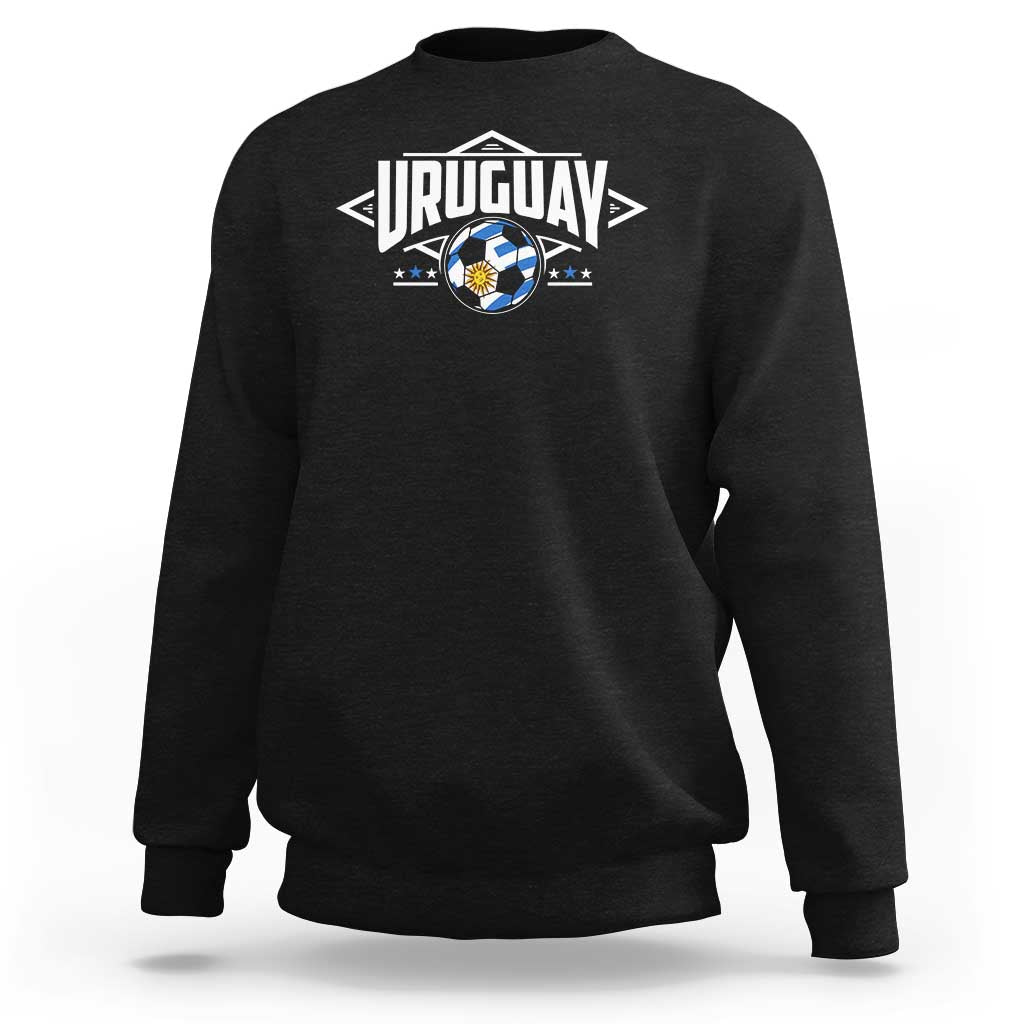 Black soccer support sweatshirt with Uruguay crest front graphic