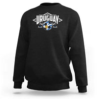Black soccer support sweatshirt with Uruguay crest front graphic