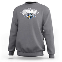 Charcoal soccer support sweatshirt with Uruguay crest front graphic